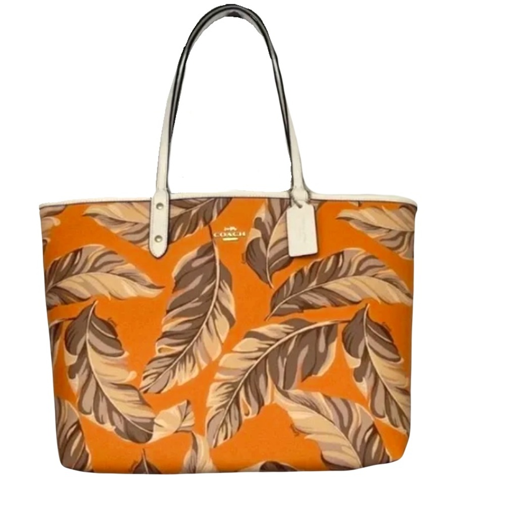 Coach City tote - orange banana leaves